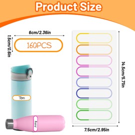160 Pcs School Labels for Kids Waterproof Water Bottle Labels Water Bottle Name Tag Self Laminating Dishwasher Safe Personal Belongings Tag for Daycare Supplies