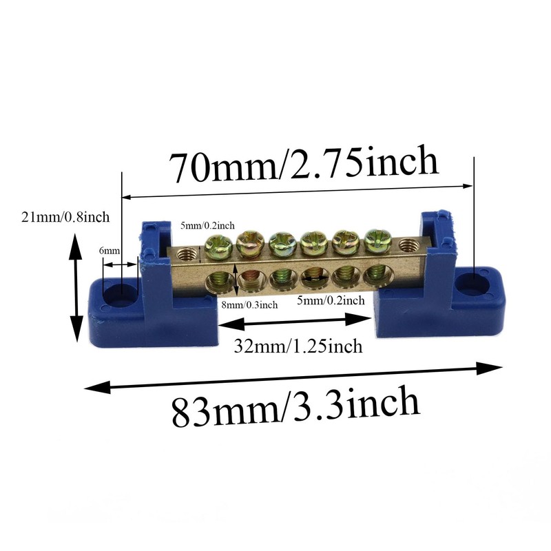 Meuey Lyot 6-Terminal Bus Pole Terminal Brass Wire Screw Terminal