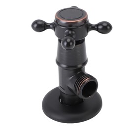 Generic Angle Stop Valve, G1/2 Modern Solid Brass Angle Stop Valve, Thickened Copper Explosion Proof Shut Off Quarter Turn Water Bathroom Shower Plumbing (Black)