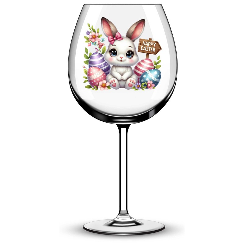 x12 Rabbit Easter Bunny Glass Vinyl Decal Stickers Colour ol490