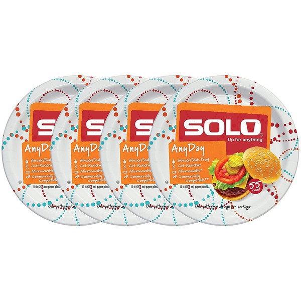 SOLO Cup Company Cup Any Day Paper Plates, 10 Inch, 220 Count