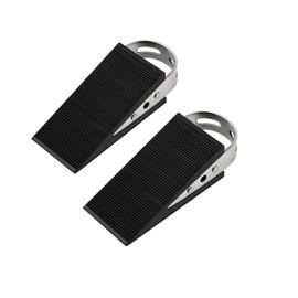 Weenwill Door Stopper Wedge,2 PCS Heavy Duty Stops with Stainless Steel Handle,Non-Slip Rubber Door Wedge Stopper for Indoor Use,Fits All Floor Types,Perfect for Heavy Doors,Home Office (Black)