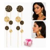 QinmiGarden - Aretes Extra Largos Mujer Leopardo Con Cadenas Y
