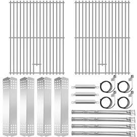 Criditpid Grill Replacement Parts for Charbroil 463241113 463449914 4 Burner Gas Grill, Stainless Steel Grill Grates, Heat Plates, Crossover Tubes, Igniters & Grill Burner Parts for Charbroil Grills