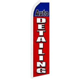 Auto Detailing Advertising Swooper Feather Flutter Flag Auto Body Service RD/BL