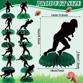 QOUBAI 12Pcs Football Honeycomb Centerpieces Football Player Party Decorations Sports Party Decor Table Toppers Birthday Party Decoration for Baby Shower Gameday Tailgate Party Favor Supplies