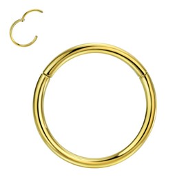 FANSING 20g 7mm Nose Rings for Women & Men 20 Gauge Nose Hoop 18k Gold-plated Titanium Piercing Ring for Septum Helix Cartilage Earlobe Piercing