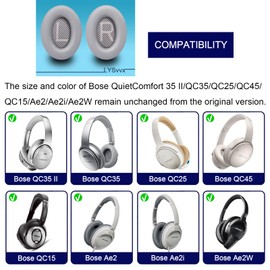 QC35 Ear Pads - Replacement Earpads Specifically Designed for Bose QuietComfort 35 II and QC35 Headphones & More (Light Grey)