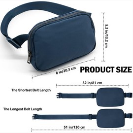 Bomvabe Crossbody Fanny Pack for Women, 1L Mini Belt Bag with Adjustable Strap 32" to 51", Fashion Waist Bag Lightweight for Travel Sport Running Cycling Hiking, Navy Blue