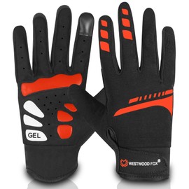 WESTWOOD FOX Cycling Gloves for Men Women, Non-Slip Gloves, Breathable Gloves for MTB, BMX, ATV, Road Racing, Cycling, Climbing and Outdoor Sports (Red, XL)
