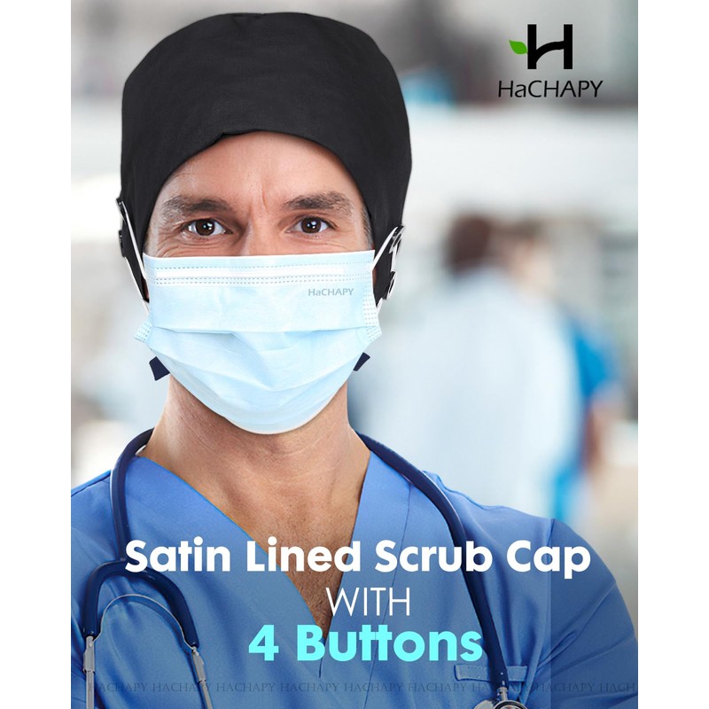 Scrub Cap Men Satin Lined Nurse Hats for Women Scrub