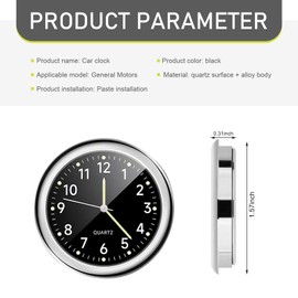 Tippwoo 1 PC Car Air Conditioner Outlet Quartz Clock, 1.5" Alloy Round Vehicle High Precision Clear Indication Luminous Clock with Clip, Car Clock Accessories, for Boats Trucks SUVs Cars (Black)