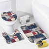 HDESDIS 4Pcs Abstract Sea Lighthouse Shower Curtain Sets with Rugs,