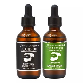 Jamaican Wild Beard Oil 2oz (Black) + Beard Peppermint Oil 2oz w/Free Nail File