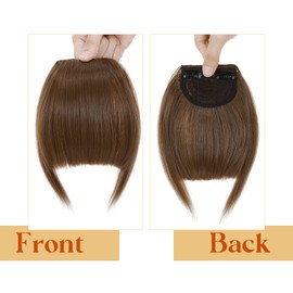 Elailite Clip-In Fringe Hairpiece, 30 g, 20 cm, Fringe Extension, Front Hair, Hair Extensions, Natural Effect, Golden Brown
