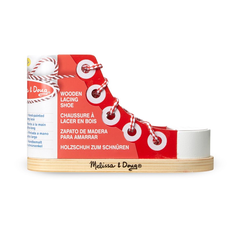 Melissa & Doug Deluxe Wood Lacing Sneaker - Learn to