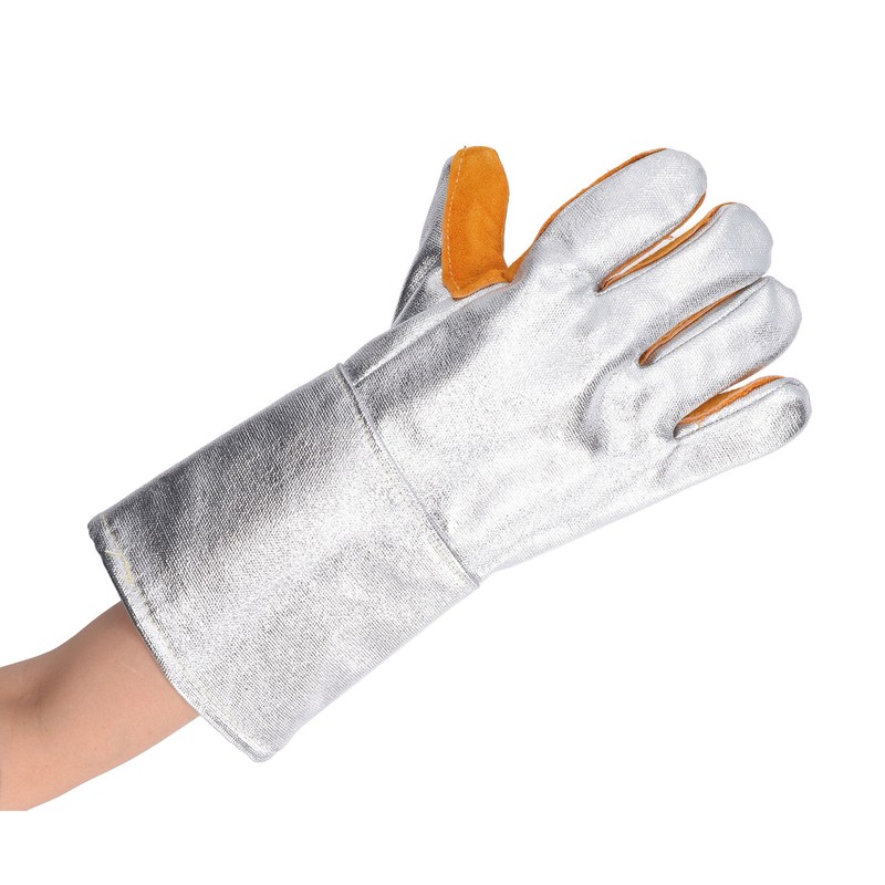 1 Pair Cowhide Welding Gloves Heat Resistant Fireproof Hard Wearing