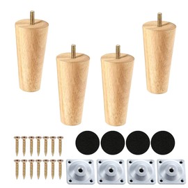 Goomp Pack of 4 Wooden Furniture Feet, 4.7 Inch Sofa Feet, Round Furniture Feet, Wooden Chest of Drawers Legs, Sofa Replacement Legs, Couch, Bed, Chair, Cabinet