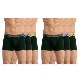 Dim Boxer Shorts Mix And Colors Multipack Cotton Men x6, Black Waistband Yellow/Blue/Grey, XXL, Black Ceinture Jaune/Blue/Grey