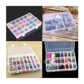 Gadgetking 24 Compartment Box Small Organizer Storage Plastic Craft Nail Fuse Beads Case Slot Plastic Storage Box Jewelry Tool Container Fishing Tackle Hook Weight Spinner