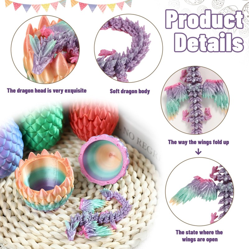 Yearsahrk Dragon Egg with Dragon 3D Printed Dragon Egg Toy