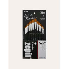 Popo Fancy Zefit Watercolor Flat Brush Set of 12 Art Supplies Brush Artist Brushes / 포포팬시 제피트 수채화 납작 붓 12종 세트 미술용품 붓 아티스트 브러쉬