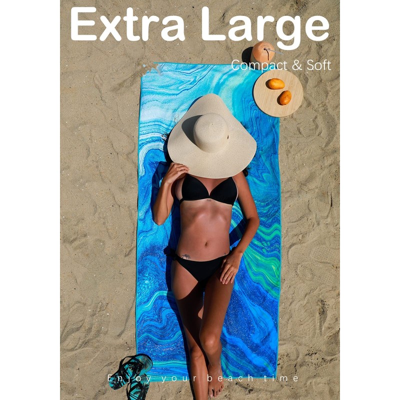 2 Pack Microfiber Lightweight Beach Towel Sand Free Quick Dry