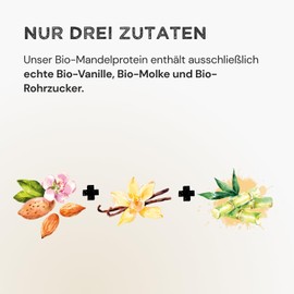 HARVEST REPUBLIC Bio Mandelprotein Pulver Vanille mit echter Bio-Vanille | 320 g veganes Proteinpulver | bis zu 14 g Protein pro Portion | Bio Proteinpulver ohne Zusatzstoffe