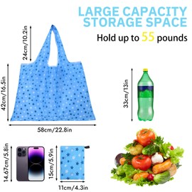 Reusable Grocery Bags For Shopping Packable Large Tote Bag Foldable Bulk Washable with Handles 2-4-6-8 Pack Groceries Bags