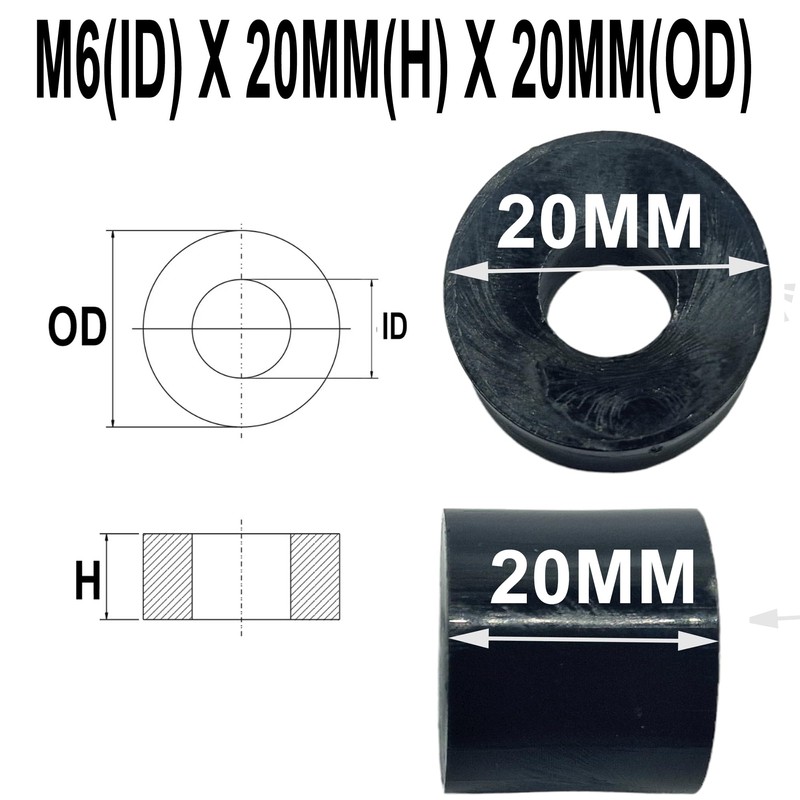 M6 Black Nylon Wide Spacers Standoff Washers ID (internal Diameter)