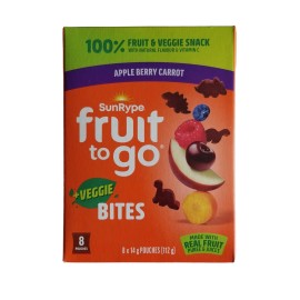 SunRype Fruit to Go +Veggie Bites, Apple Berry Carrot, 8 pouches x 14g, 112g