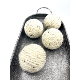 4 natural beige cream yarn rope wrapped balls- bowl filler set of 4, home decor, dogh bowl, tray, centerpiece
