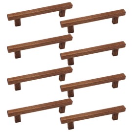 Semetall 8Pcs Walnut Wood Drawer Pulls,5 inch Hole Center Pull Handles Wood,Wooden Handles for Dresser Drawers,Cabinets,Kitchen,Wardrobe
