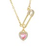 YV-cozx Safety Pin Necklace Heart shaped Pendant Safety Needle Pendant Necklace Women's Necklace Exquisite Sterling Silver Pendant Necklace Jewelry Wife Lover Birthday Valentine's Day Gift-Golden