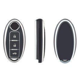 OFFCURVE Car Key Case, Key Cover, Key Cover, Protective Cover, 3/4 Buttons, Fits Nissan Qashqai Juke Micra Murano Note X-Trail 370Z J11 T32 Pathfinder Tiida Cube Infiniti