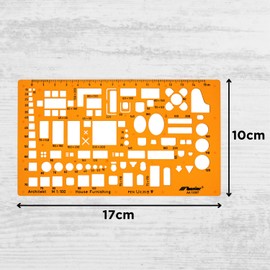 Architecture Stencil 1:100 - Stencil Sanitary 1:100 - Furniture Drawing Stencil Interior Design - Technical Drawing Stencil - Architecture Stencils for Technical Drawing - Sanitary Symbols