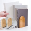 2 Pcs Natural Bamboo Bookend Large Capacity Office Book Ends