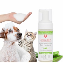 Aroma Paws Bath Free Foaming Cleanser for Dogs - No Rinse Deodorizing Foam - Waterless Bath - Clean in Between Baths, Ingredients, 4.25 oz. (Fragrance Free Aloe- Feline Friendly)