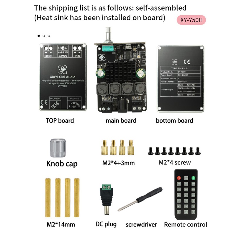 50W+50W BT 5.1 Wireless Audio Power Amplifier Portable Sound Amplifier