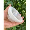 GAF TREASURES 4" Stand Circle Selenite Bowl, Gemstone Carved Selenite