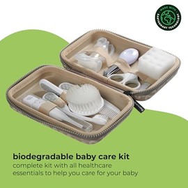 Vital Baby Protect Baby Grooming & Healthcare Kit, 10pcs Newborn Essentials – Thermometer with Memory, Nasal Aspirator + 9 Filters, Nail Care, Travel Case – EarthSmart Biodegradable, BPA-Free
