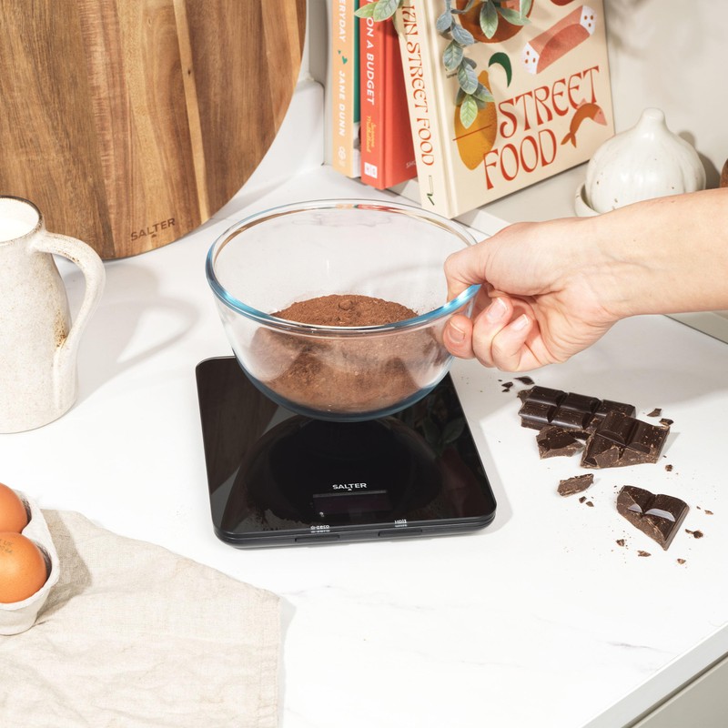 Salter Glass Electronic Digital Kitchen Scale, Black, 10 Kg Capacity