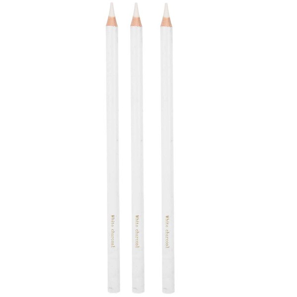 White Charcoal Pencils Pack of 3, White Drawing Pencils Sketching Highlight Colouring Pencils Professional Drawing Charcoal Pencil White Colouring Pencils Artists for Art Painting Accessories