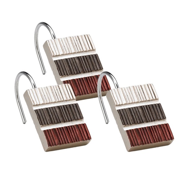 Popular Bath Shower Curtain Hooks, Modern Line Collection, Set of