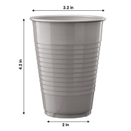 Exquisite Silver Disposable Plastic Cups - 100 Pack 12 Oz Plastic Cups - Colored Disposable Cups - Durable Party Cups - Plastic Disposable Drinking Cups - Bpa Free Plastic Cups For Party