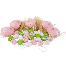 Northlight 29ct Pastel Pink, Green and White Spring Easter Egg Ornaments 3.25"