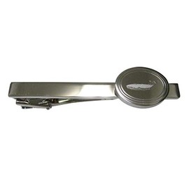 Kiola Designs Silver Toned Etched Oval Left Facing Whale Tie Clip