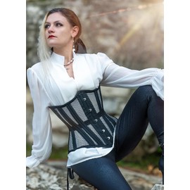 SLIMX Mesh Corset Underbust Longline Double Steel Boned Waist Trainer for Women Plus Size Heavy Duty Open Cup Corset Curvy