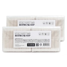 Sonak Sonak Soft and hygienic large-capacity paper swab refill, 2 pieces, 400 pieces / 소낙소낙 부드럽고 위생적인 대용량 종이면봉 리필, 2개, 400개입