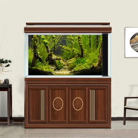ZatiasMiller Aquarium Background Live Plants Stones and Roots Terrarium Background Jungle Theme Aquarium Backdrop Aquatic Plants Moss Fish Tank Wallpaper Decor Vinyl 24x12in